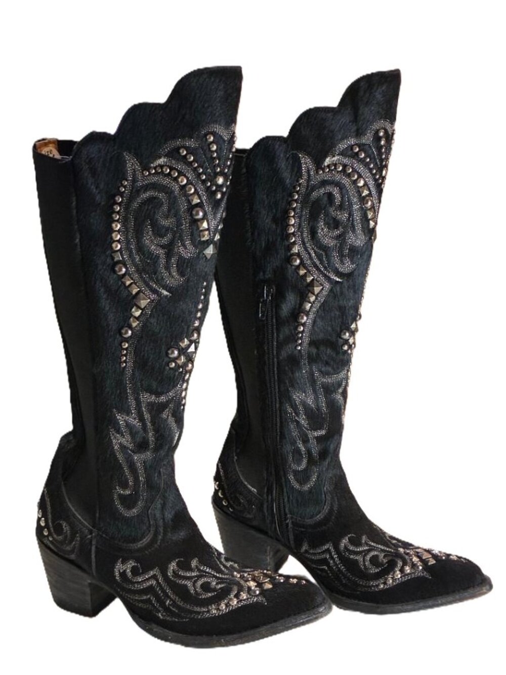 Old Gringo DION Tall Cow Hair Embroidered Studded WESTERN BOOTS SZ 5.5 B